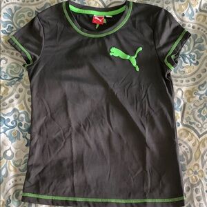 Puma Kids Black and Green T-Shirt